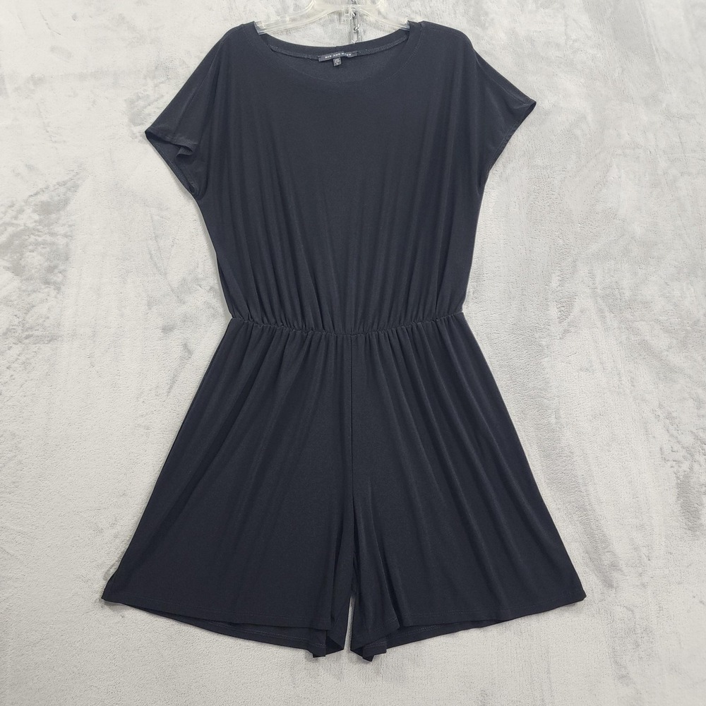 Nik And Nash Romper Women L Black Short Sleeve Jersey Casual Langenlook Vacation